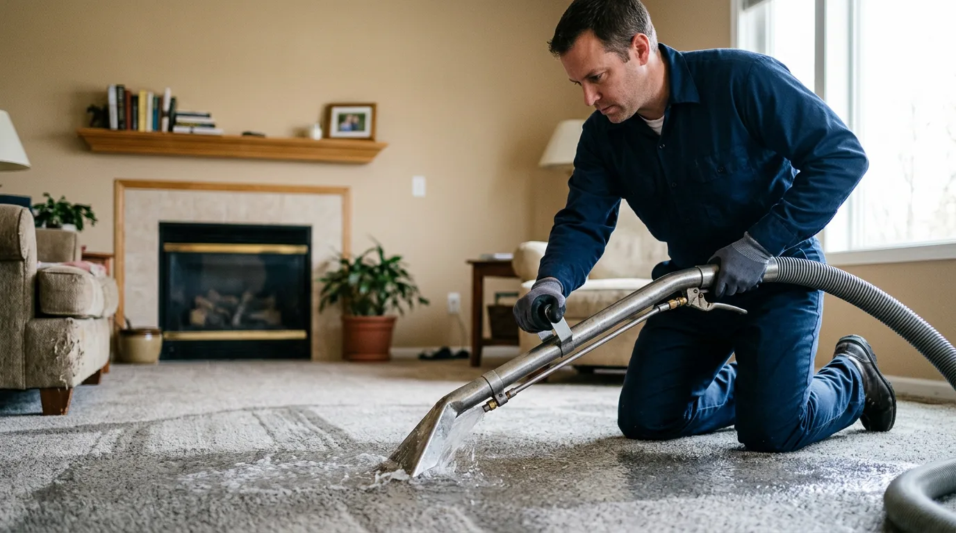 Water damage restoration technician working near Lake In The Hills, IL